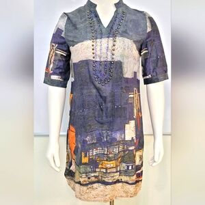 Silk blend Printed Sheath Dress M/L